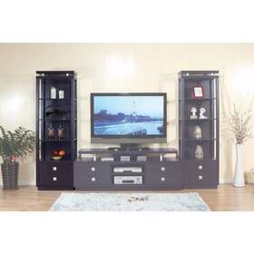 Benzara 842822189804 Spacious Media Tower With Square Bar Drawer Handles Dark Brown Modern And Contemp