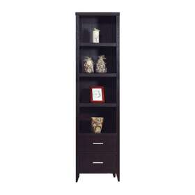 Benzara 842822189828 Well- Designed Media Tower With Display Shelves Dark Brown Modern And Conte