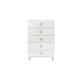 Bm184764 Benzara Five Drawers Wooden Chest In Contemporary Style Black White