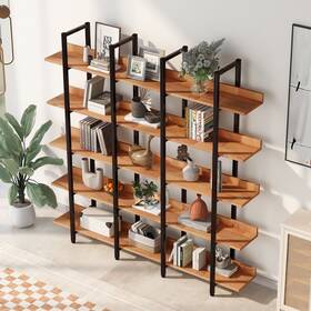 Bestcosty 921047522358 5 Tier Bookcase Home Office Open Bookshelf With Metal Frame
