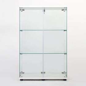 Bestcosty 921047530698 Two Door Tempered Glass Display Cabinet With 3 Shelves