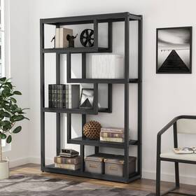 Bluebell 632138856589 6-tier Bookshelf Modern Etagere Bookcase Storage And Black Industrial