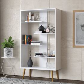 Boahaus 850019698923 Lund Modern Bookcase White Engineered Wood And Contemporary