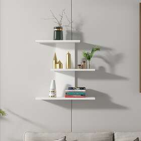 Bosfori 804589276418 Walker Floating Wall Shelf White Modern And Contemporary