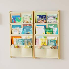 Bpmfdtnl B0dnj91dh5 Wood 4-tier Wall Mounted Kids Bookshelf Floating Book Shelf For