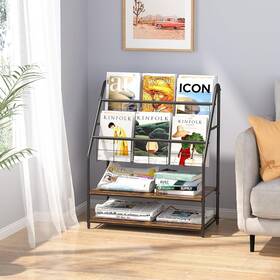 Khd-b12-rbn Branded01 Newspaper Magazine Holders 2-tier Metal Racks Brochure Display Stand With Adjust