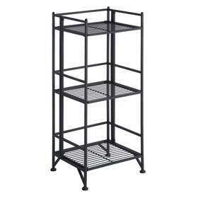 50558462 Breighton Home 32.5 Inch 3 Tier Folding Metal Shelf Black -