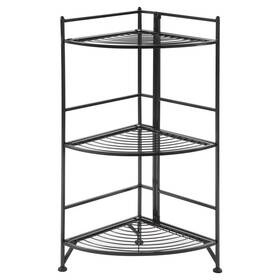 52033259 Breighton Home 32.5 Inch 3 Tier Corner Folding Metal Shelf Black -