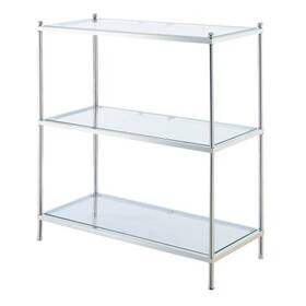 52788673 Breighton Home 30.25 Inch Royal Crest 3 Tier Bookcase Chrome - Modern Glass