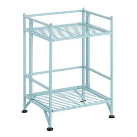89794443 Breighton Home 20 Inch Extra Storage 2 Tier Folding Metal Shelf Sea Foam -