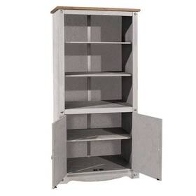 Bridge Brazil 850026254051 Wood Bookcase Library With Doors Corona Collection Gray Wash Stain Top In Ant