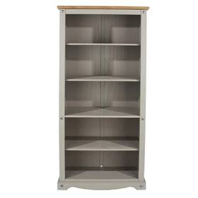Bridge Brazil 850026254167 Wood Bookcase 5 Shelf Corona Collection Furniture Dash Gray Wash Stain Top In