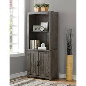 Bridgevine Home 842764041642 Storehouse 72 Inch Bookcase Smoked Grey Farmhouse
