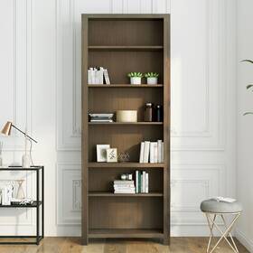 Bridgevine Home 842764096314 Joshua Creek 84 Inch High 6-shelf Bookcase Barnwood Transitiona
