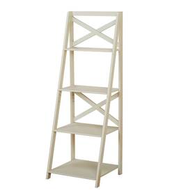 16621692 Buylateral 56 Inch 4 Tier Crossback Shelf Antiqued White Mdf Composite