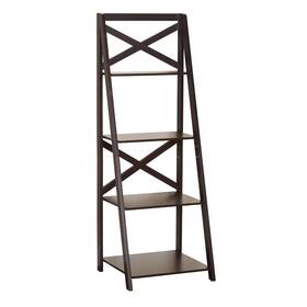 16621696 Buylateral 4 Tier 56 Inch Crossback Ladder Bookshelf Espresso Scandinavian Style