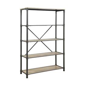 Cadeninc 774144146411 71 Inch Antique Oak And Sandy Gray Metal 5-shelf Etagere Indus