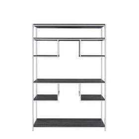 Cadeninc 774144146473 72 Inch Rustic Gray Oak And Chrome Metal 7-shelf Etagere Chro