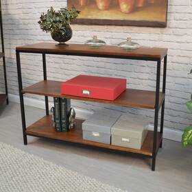 Carolina Living 757973601931 Brayden Console Table - Chestnut/black Black/brown Industrial C