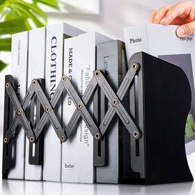 Carooyac 792556579993 Non Skid Book Ends To Hold Books Metal Adjustable 1pcs Black