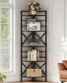 Choezon Tcj15bb 69.3 Inch Tall Corner Shelf 5-tier Large Bookshelf Tal... Fast Ship
