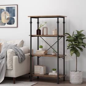 Christopher Knight Home 194798034696 Bauman Modern Industrial 4 Shelf Bookcase By Brown Dark Bronze 32