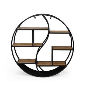 309100 Christopher Knight Home Bobby Industrial Hanging Circular 8 Shelves Wall Shelf