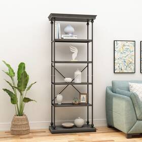 Christopher Knight Home 843485172738 Abramo Industrial 5-shelf Firwood Bookcase By Pewter Gray 34.00 Inch W
