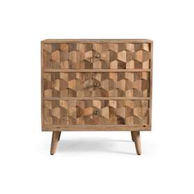 Christopher Knight Home 843675191709 Latona Mid-century Modern Handcrafted Mango Wood 3 Drawer Natural Mo