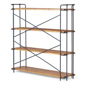 Christopher Knight Home 849114920985 Yorktown Industrial 4-shelf Firwood Bookcase By Antique Brown Blue B