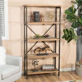 Christopher Knight Home 849114930410 Winsten Industrial Wood/ Metal Bookcase By Antique Natural 34.25 Inch W