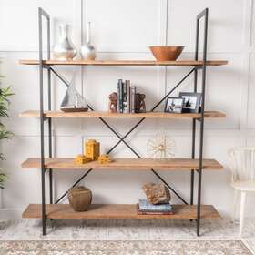 Christopher Knight Home 849114945131 Irene Industrial 4 Shelf Firwood Bookcase By Black Copper Antique 72