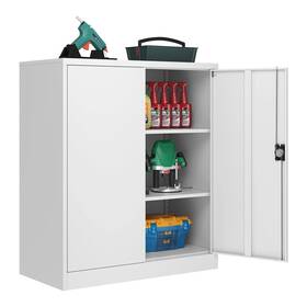 Clarencehomeinc 749759630433 Metal Storage Cabinet With Locking Doors And Adjustbale Shelves For Garage