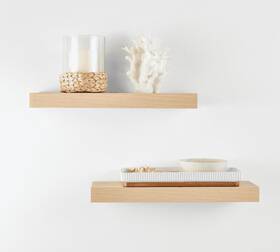 Qjx-0711-06 Cneiesd 2-pack 16.5 Inch Natural Wood Floating Shelves With Mounting Hardware For Multi-r