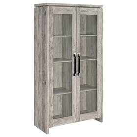 Coaster 021032657079 Alejo 2-door Engineered Wood Tall Cabinet Grey Driftwood 35.25 Inch X