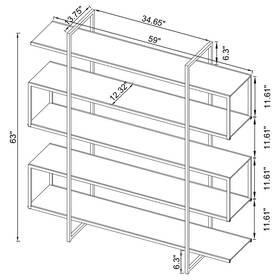 Coaster 021032669249 Elmer 63-inch 5-shelf Glass Top Metal Frame Bookshelf - Clear 59.00 Inch X 13.75
