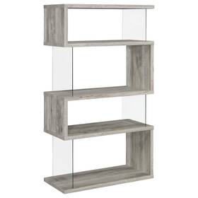 Coaster 021032669256 Emelle 63-inch 4-shelf Glass Panel Bookshelf - 35.50 Inch X Grey Driftwood
