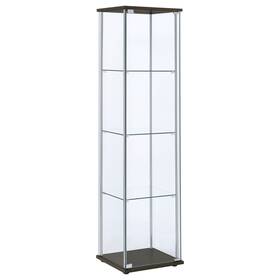 Coaster 887178266564 Bellatrix 4-shelf Clear Glass Curio Cabinet Cappuccino 16.75 Inch X 14.25
