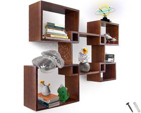 Wd-1119-06-sb Comfify Modern Wall Mounted Square Shaped Floating Shelves Set Of 5 Squa