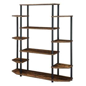 R4-0605 Convenience Concepts Etagere Bookcase 10-shelf Open Back Metal Barnwood Black