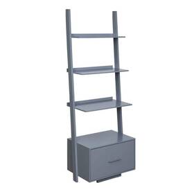 R6-344 Convenience Concepts Bookcases Bookshelves Heritage 69 Inch Gray Wood 4-shelf Ladder