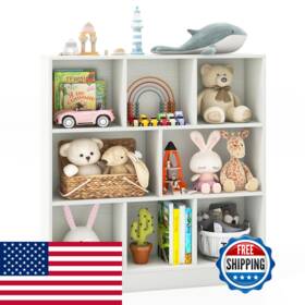 B0d98fmr3y Costzon 8-cube Bookshelf For Kids Wooden Toy Storage Organizer With 2