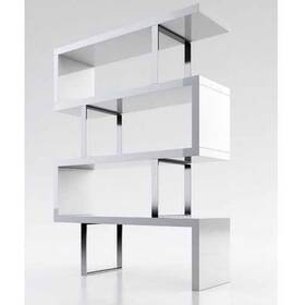 Creative Images 096802641176 Cube Collection Oak Veneer Display Bookshelf With Metal White 51ftftx16ftft
