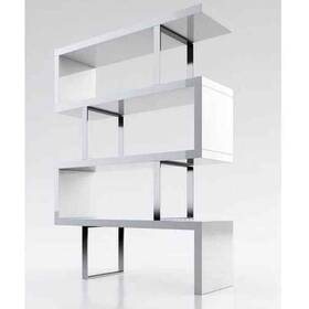 Creative Images 096802641183 Cube Collection Oak Veneer Display Bookshelf With Metal White 72ftftx16ftft