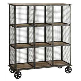 Crestview Collection 883581075335 Industrial Metal And Wood Bookcase - 41.5 Inch W X 37 H 13.5 D Brown/grey