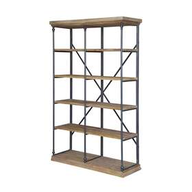Crestview Collection 883581093315 La Salle Brown Metal And Wood Bookshelf Black Rustic Shabby Chic