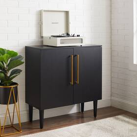 Crosley 710244242332 Everett Matte Black Console Cabinet - 31 W X 14 D Modern &