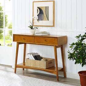 Crosley Furniture 710244220668 Landon Console Table In Acorn Mid-century Modern