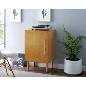 Crosley Furniture 710244223447 Everett Record Player Stand In Acorn Finish Mid-century Modern