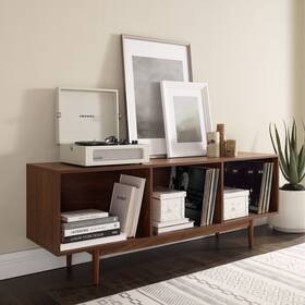 60ftw Crosley Furniture 710244237819 Liam Large Mid-century Record Storage Console Walnut 22.25 Inch H X 15